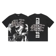 MIXED EMOTION Alien Beach Graphic Short Sleeve T-Shirt - Black / White