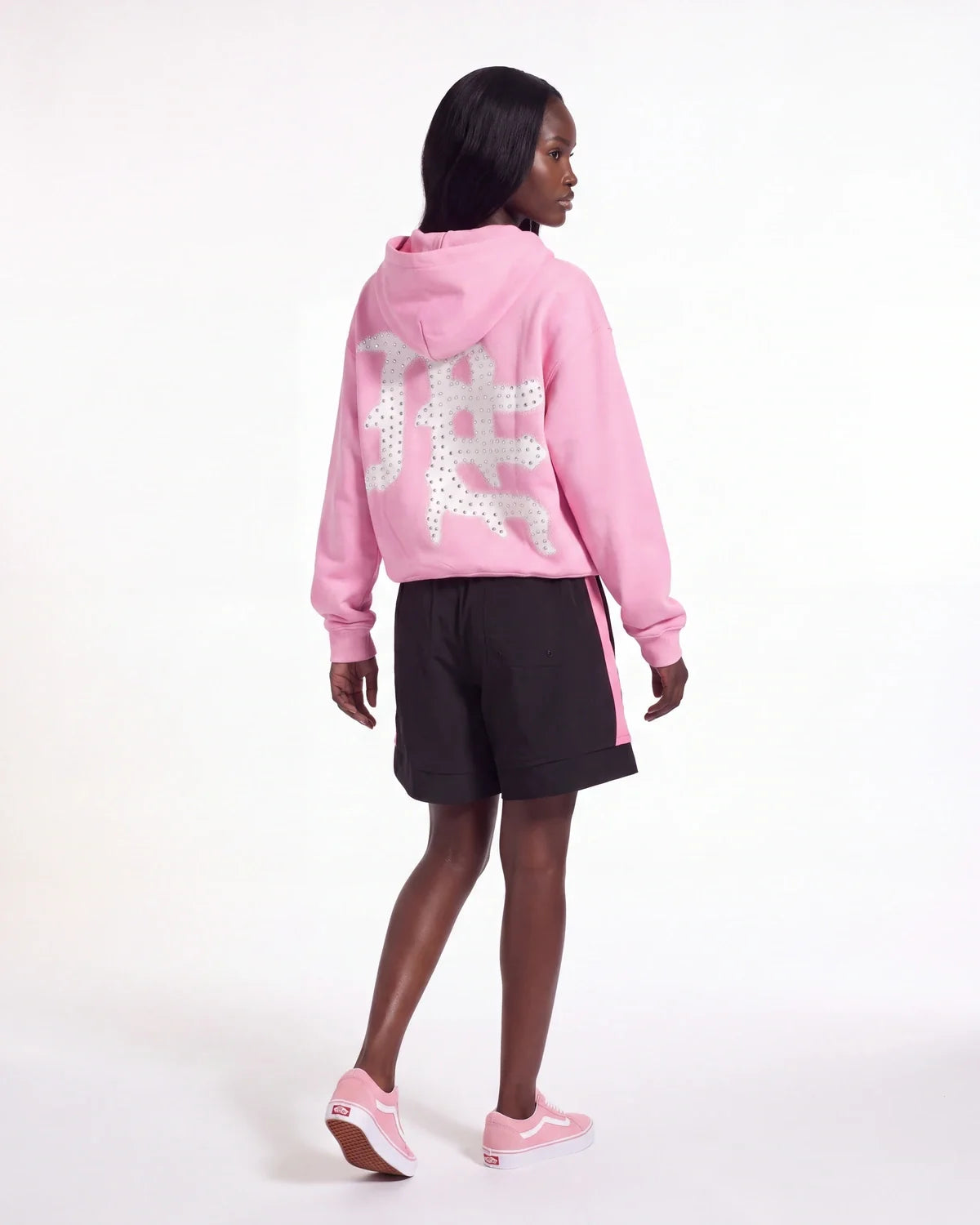 Mixed Emotions "End" Rhinestone Hoodie Pink