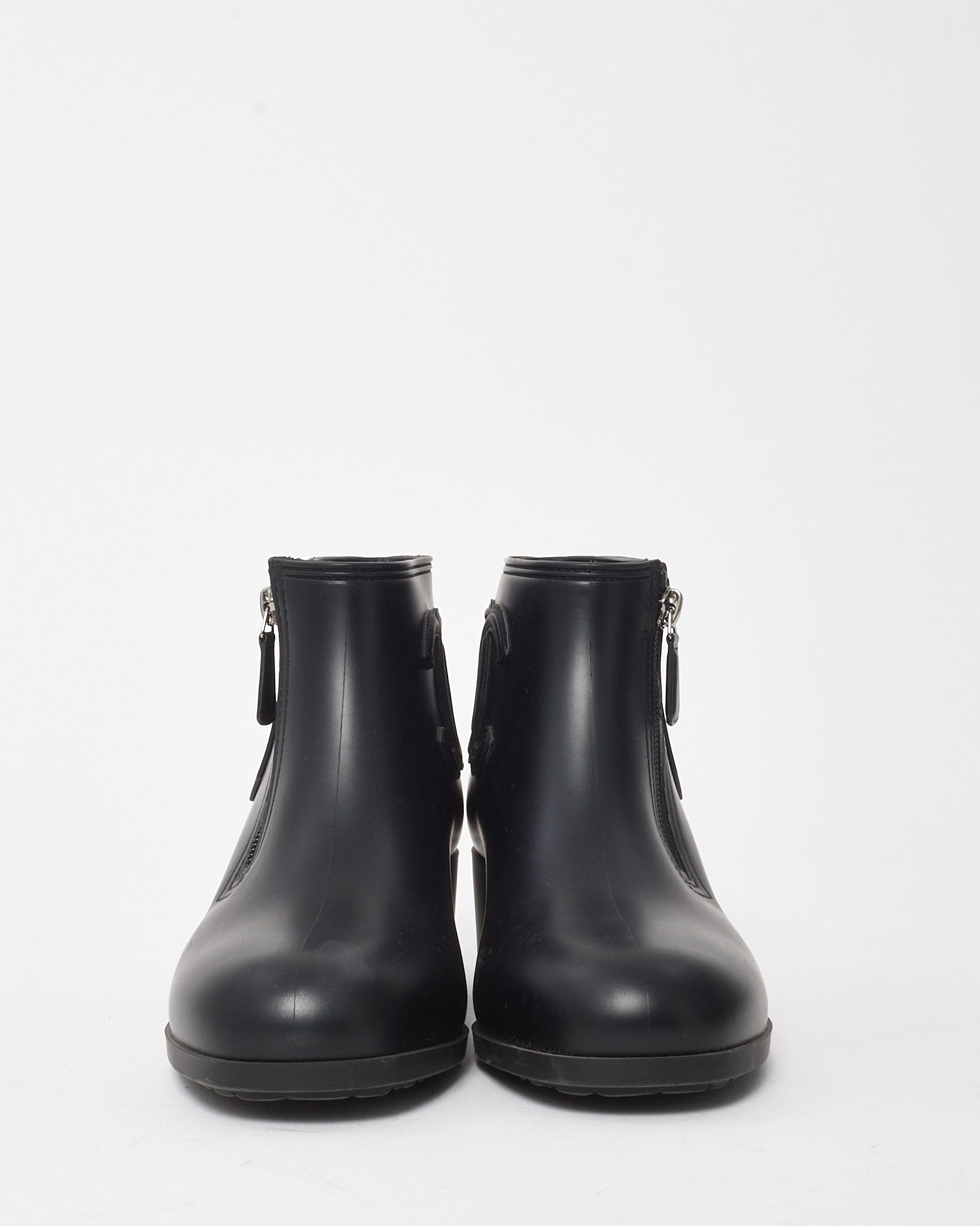 Chanel Black PVC Rubber CC Logo Ankle Booties - 38